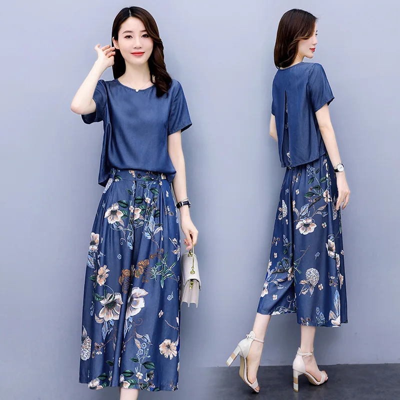 2024 Summer New Trend Chiffon Short Sleeve Shirt Suit High Waist Loose Trousers Elegant Women Pant Sets Two Piece Set for Women