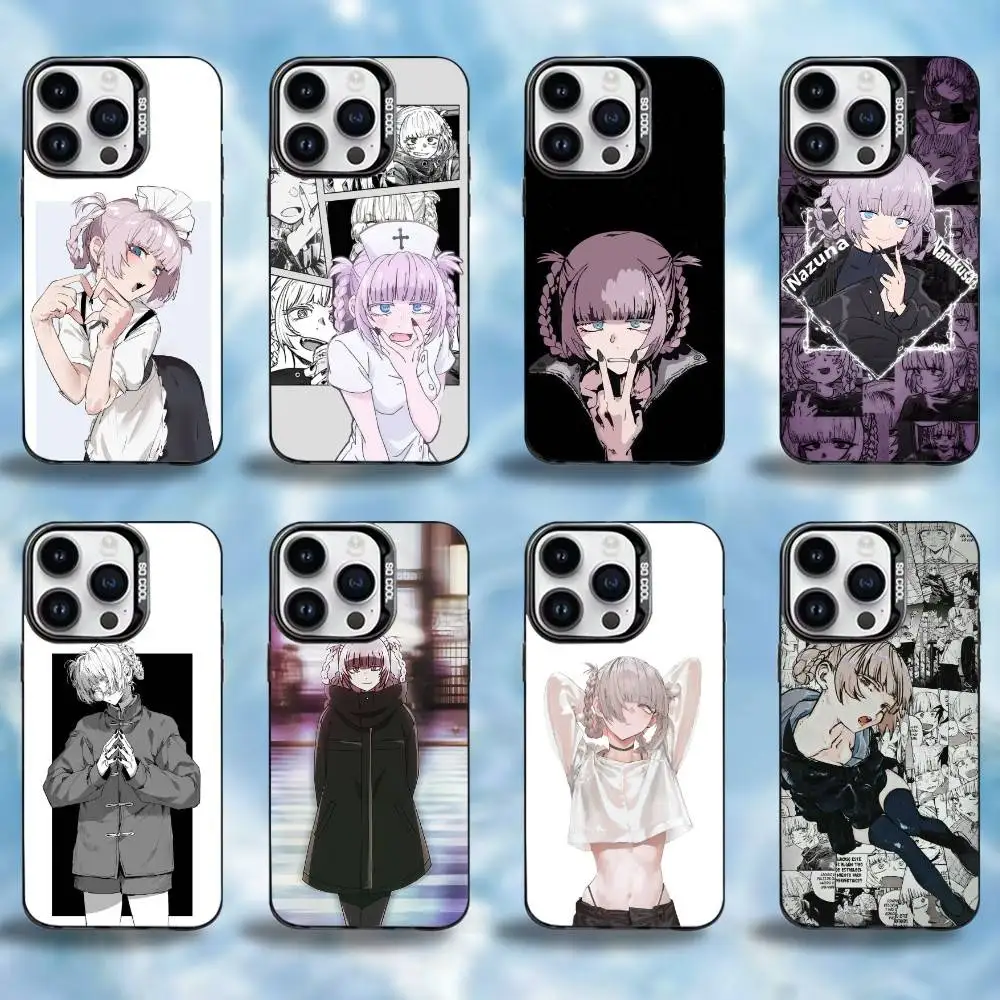 

N-Nazuna N-Nanakusa Call of the Night Phone Case For iPhone17,16,15,14,13,12,Pro Max Black Colored Silver Plated Inside Cover