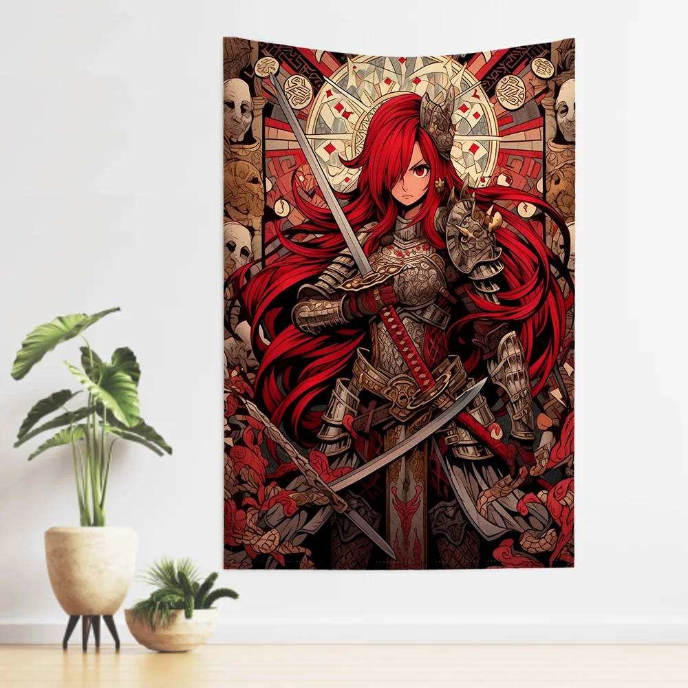 Erza Scarlet Animation Fairy Tail Tapestry Room Decor Wall Cloth Party Hanging Background Room Decor Baby Room