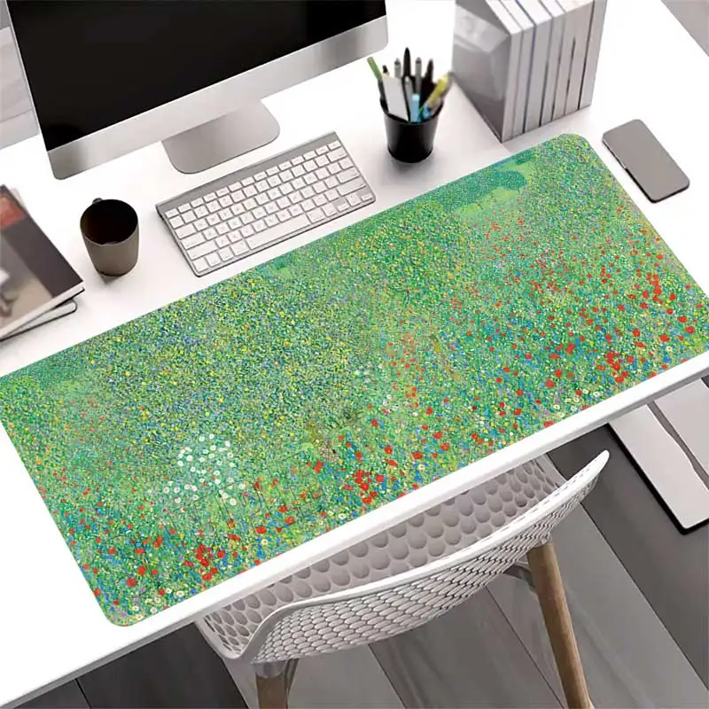 Flower Field Garden Oil Painting Mouse Pad Non-slip Rubber Base Gaming duralDesk Mat Washable Pads for Game & Office Room Decor