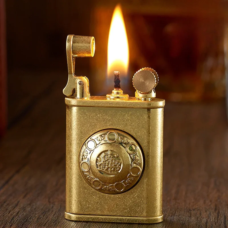 Retro Watch Kerosene Lighter Special-shaped Creative Play Antique Lighter Vintage Men\'s Gift