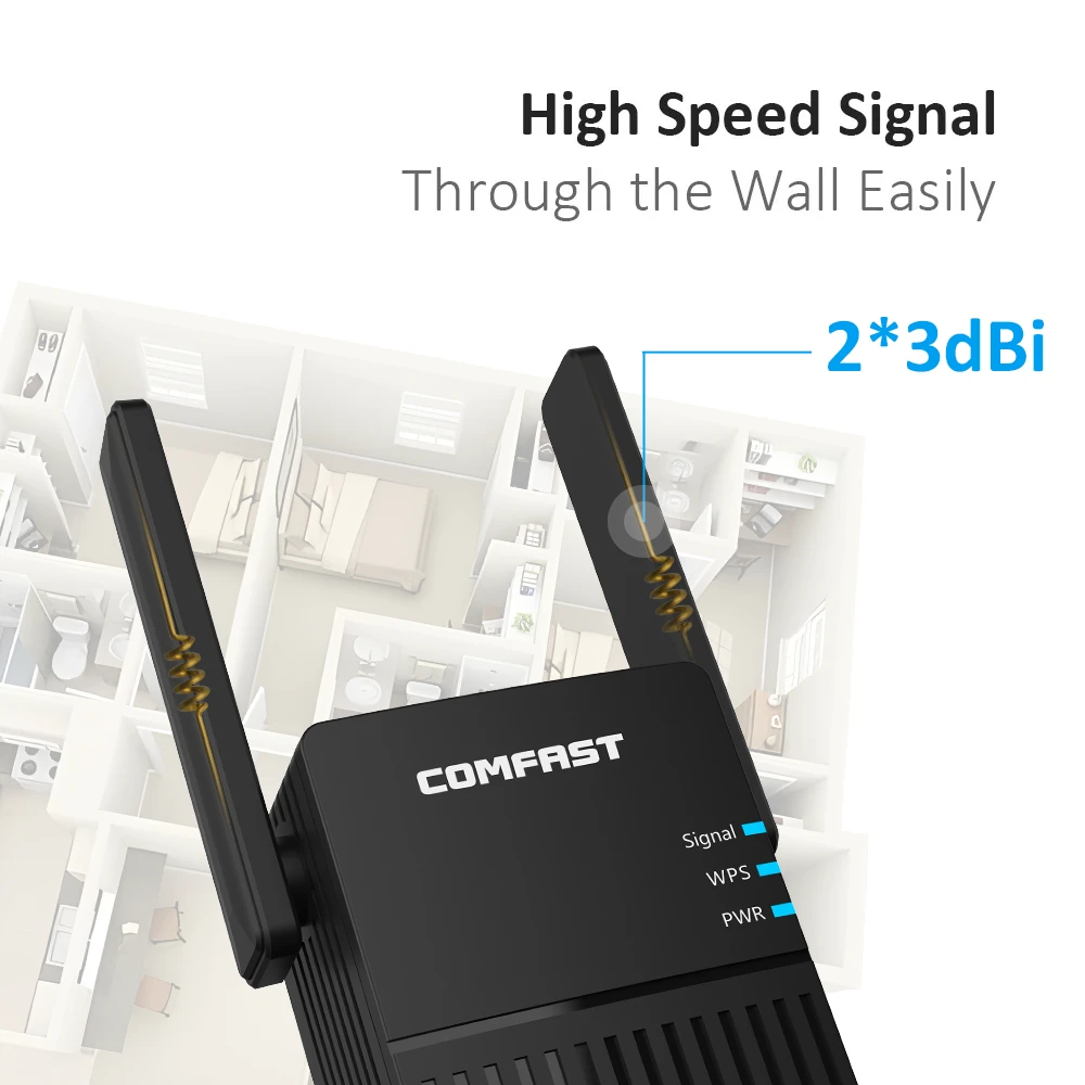 Comfast 1200Mbps Wireless Wifi Extender Wi-fi Repeater/Router Dual Band 2.4&5Ghz 4 Wi fi Antenna Long Range Signal Amplifier AP