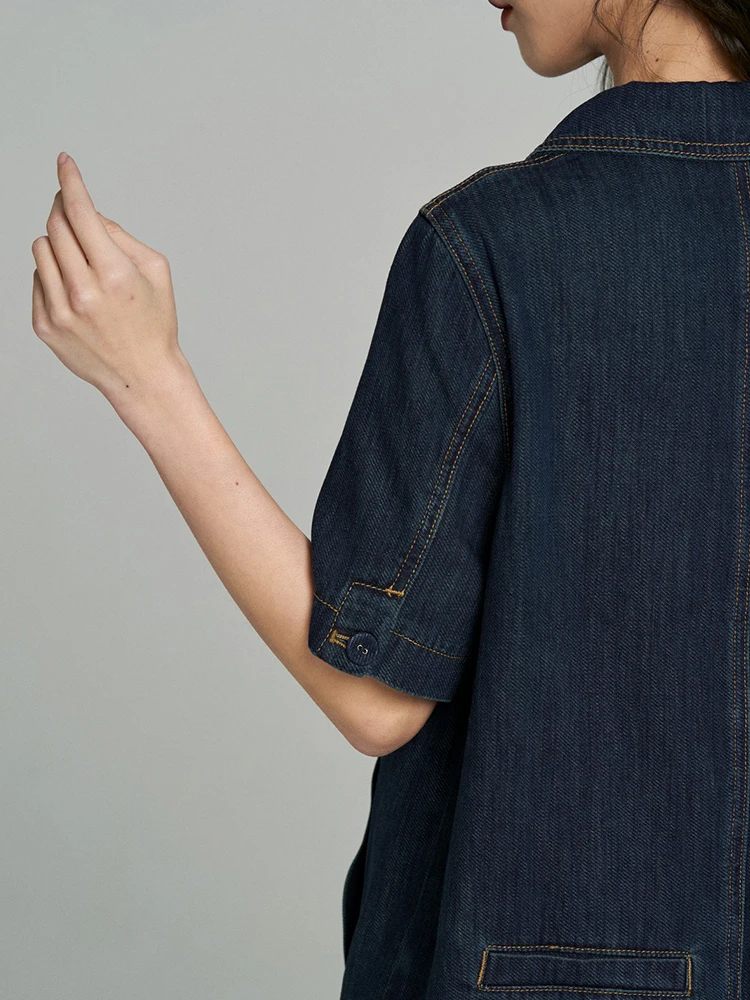 愛らしいヴィンテージルーズストレートカットディープブルーデニムオーバーオールTnewties女性のオリジナルデザインコットンパンツロングサマー