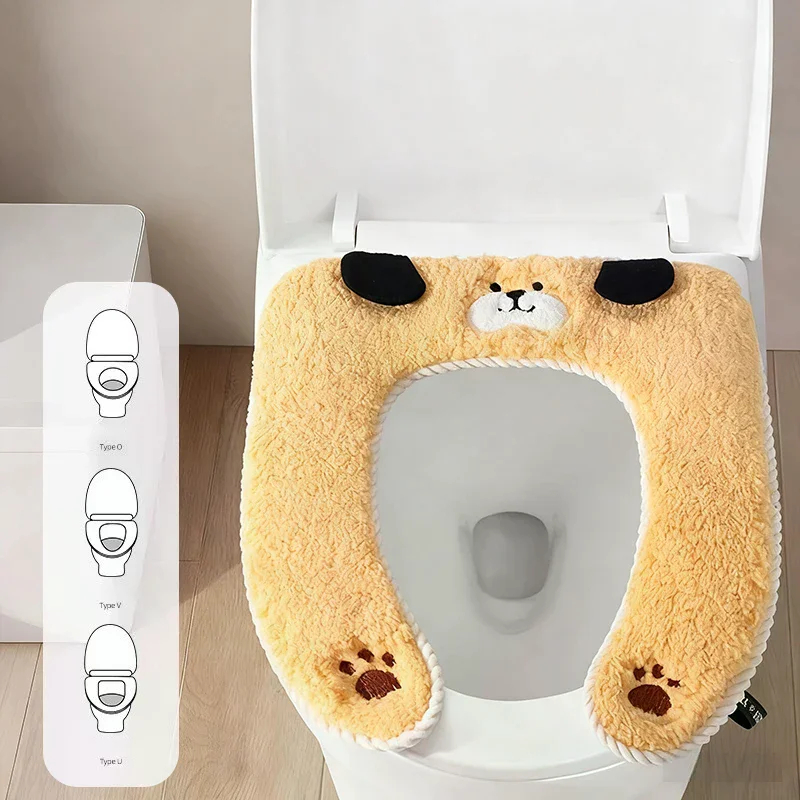 غطاء مقعد المرحاض، غطاء مقعد المرحاض السميك المنزلي، حشية مقعد المرحاض على طراز الخريف والشتاء، وسادة مقعد سميكة #4