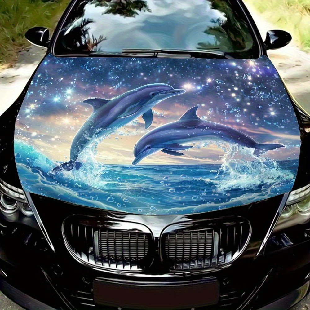 

Starry Sky Dolphin Car Hood Wrap Color Vinyl Sticker Truck Graphic Bonnet Auto Accessories Decoration Decal Gift