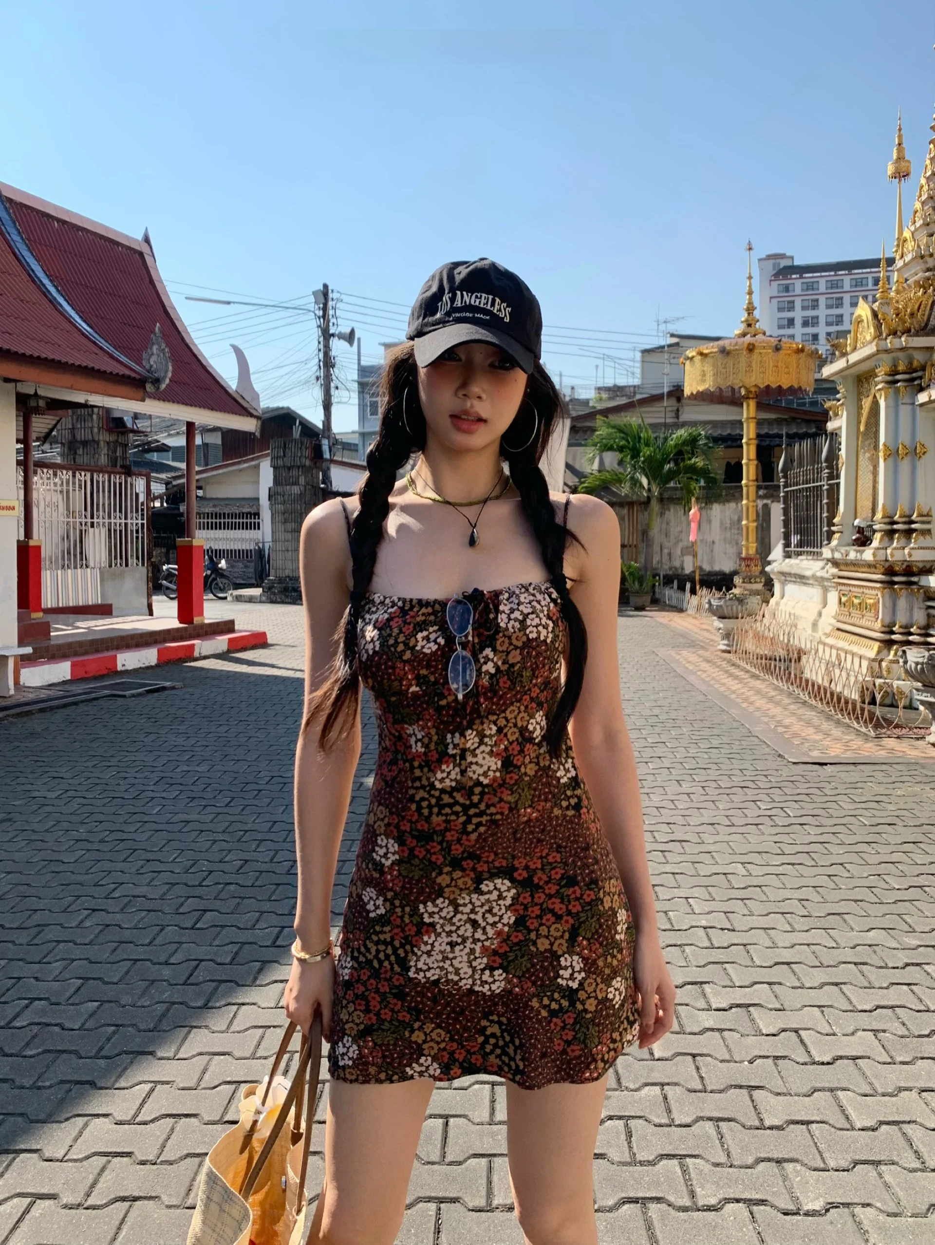 

Fortunee E26 Новинка лета: Платье миди А-силуэта с завязками на талии, стройнящее, с цветочным принтом, винтажное, повседневное, с завышенной талией