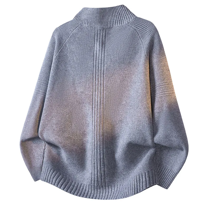 Spring 2026 knitted sweater, stand-up collar cardigan, American stand-up collar jacket, casual loose, thick woolen coat, large