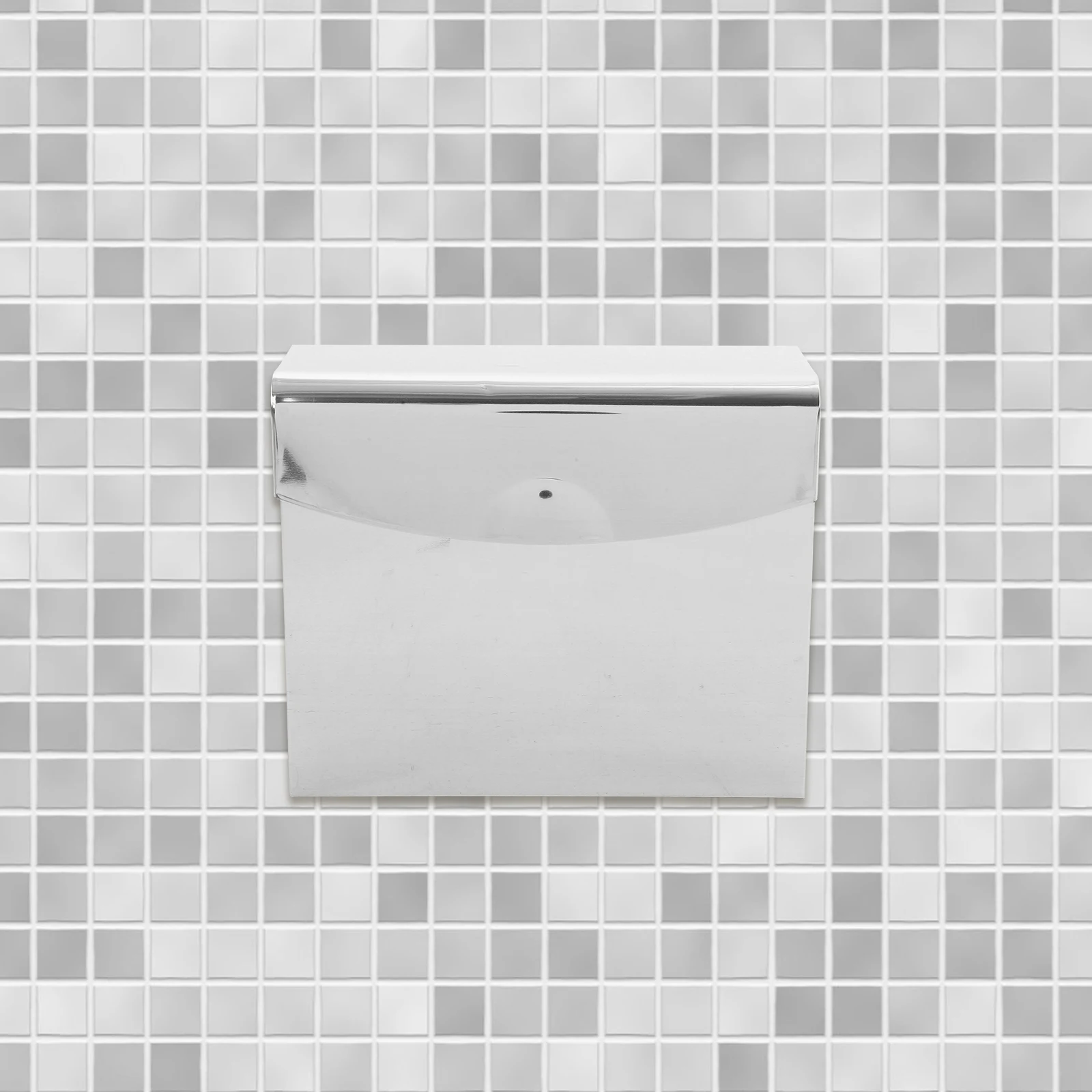 

Toilet Paper Box Rectangular Tissue Holder Desktop with Lid Stainless Steel Wall Facial Dispenser