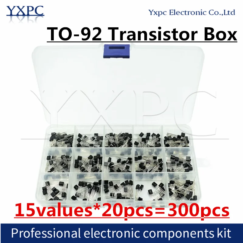 15values*20pcs=300pcs Transistor Assortment Box S9012 S9013 S9014 S8050 S8550 2N3904 2N3906 BC327 BC337 TL431 A42 A92 A1015 KiIT