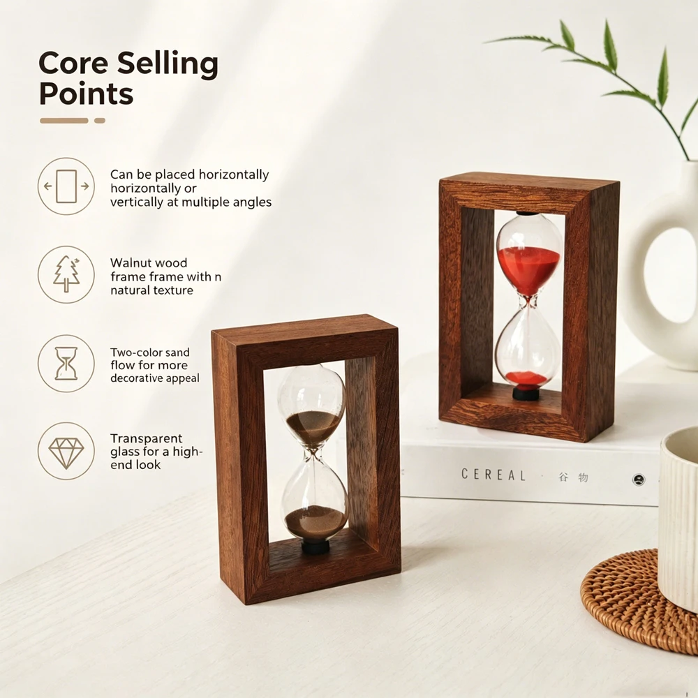 3/5 Minutes New Wooden Hourglass Mini Desktop Decoration Sand Clock Creative Timers Sandglass Hourglass Kitchen for Kids Gift