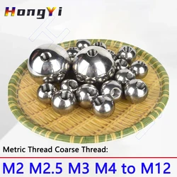 5Pcs OD 5mm - 25mm 304 Stainless Steel Female Thread Blind Hole Smooth Ball Bead M2 - M12 Metric Thread Half Hole Drilling Balls