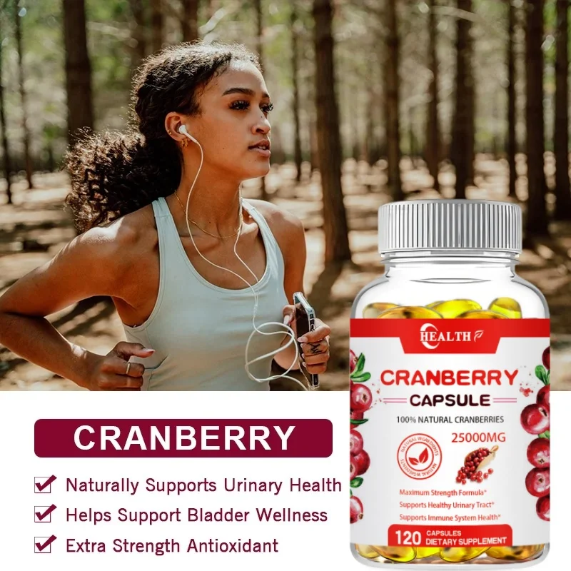 Gesundheit Bio Cranberry-Extrakt 25000mg Weich kapseln reich an Vitamin C Ergänzung gluten frei für Erwachsene leicht zu schlucken 60 Kappe