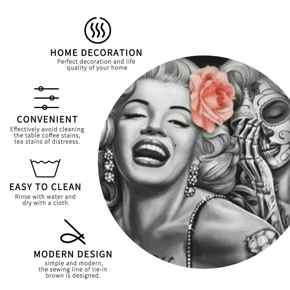 Marylin Monroe Smile Now Cry Later Coasters Kitchen Placemats Non-slip Insulation Cup Coffee Mats Home Tableware Pads Set of 4