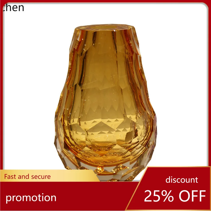 

ZML Crystal Glazed Glass Vase Home Model Room Living Room Desktop Flower Arrangement Decoration Ornament