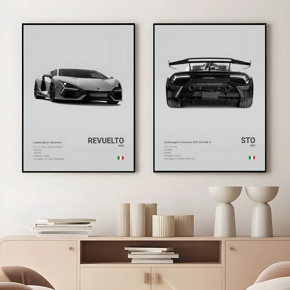 Famed L-Lamborghini Aventador COUNTACH SESTO Poster Sticky Wall Art Printing Waterproof Home Living Bed Room Bar Aesthetic Decor