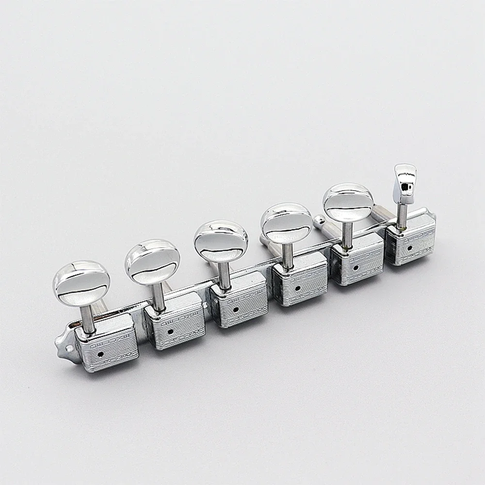 

6 In line Guitar Tuning Pegs Tuners Small Concave Handle Machine Heads Wilkinson WJ 55S Black/Chrome