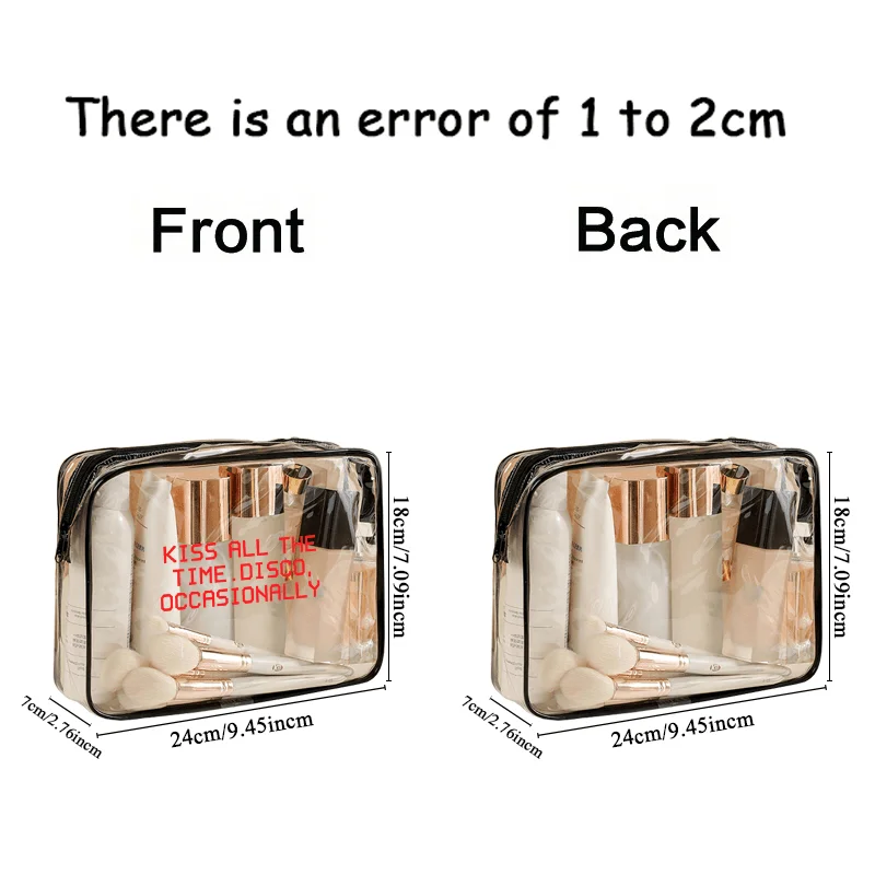 

1pc Kiss All The Time. Disco Occasionally Pattern Large Capacity Cosmetic Bag With Zipper Closure HighQuality Travel Toiletry O