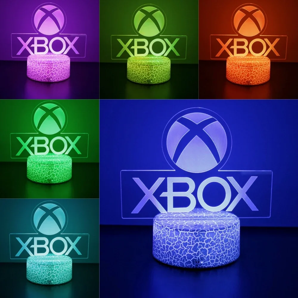 

Игровая лампа 3D ночник для игровой комнаты XBOX Настройка стола Освещение геймера Украшение на светодиодные лампы Настольный значок Логотип Подарки для детей