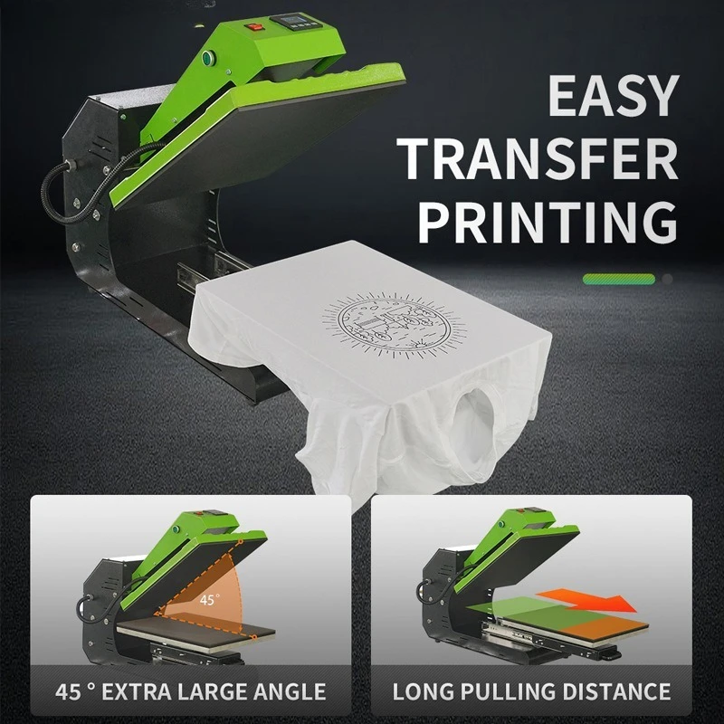 Automatic Electric Single-Station Pull-Out T-Shirt Heat Press Machine 38x38cm for Tote Bags Caps and Garments No Air