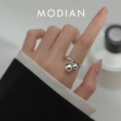 Modian Solid 925 Sterling Silver Light Luxury Bell Open Size Ring Adjustable For Women Party Ring Gift Fine Jewelry Accessories