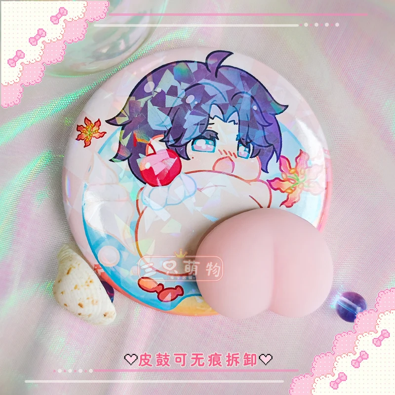 Anime Love and Deepspace Sylus Rafayel Zayne Caleb Cosplay Laser Badge Insignia Cartoon Emblem Pin Medal Silicone Butt Xmas Gift