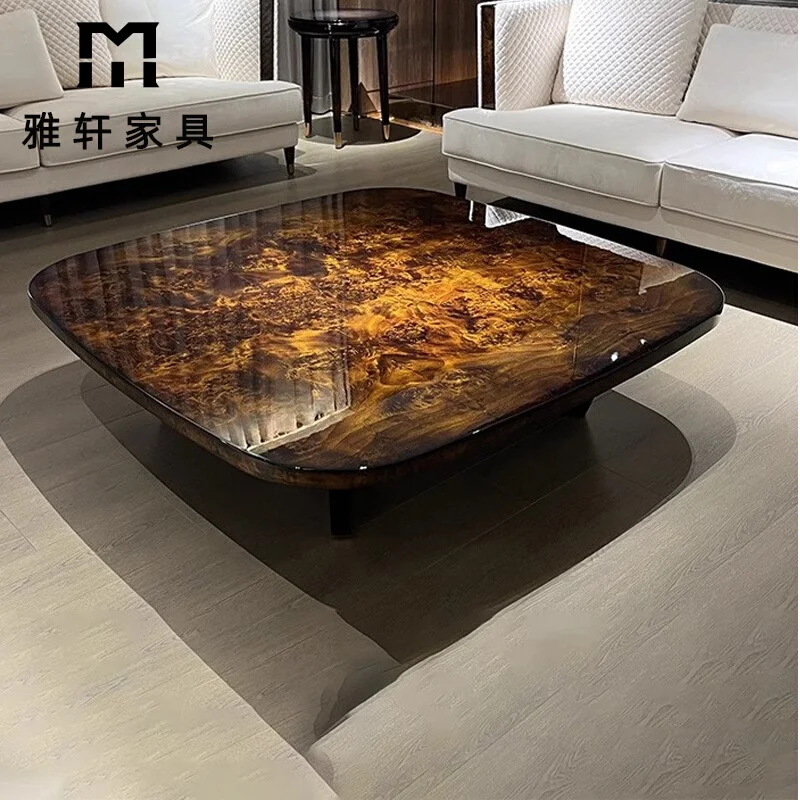 

Solid wood coffee table villa large flat square square table Bentley