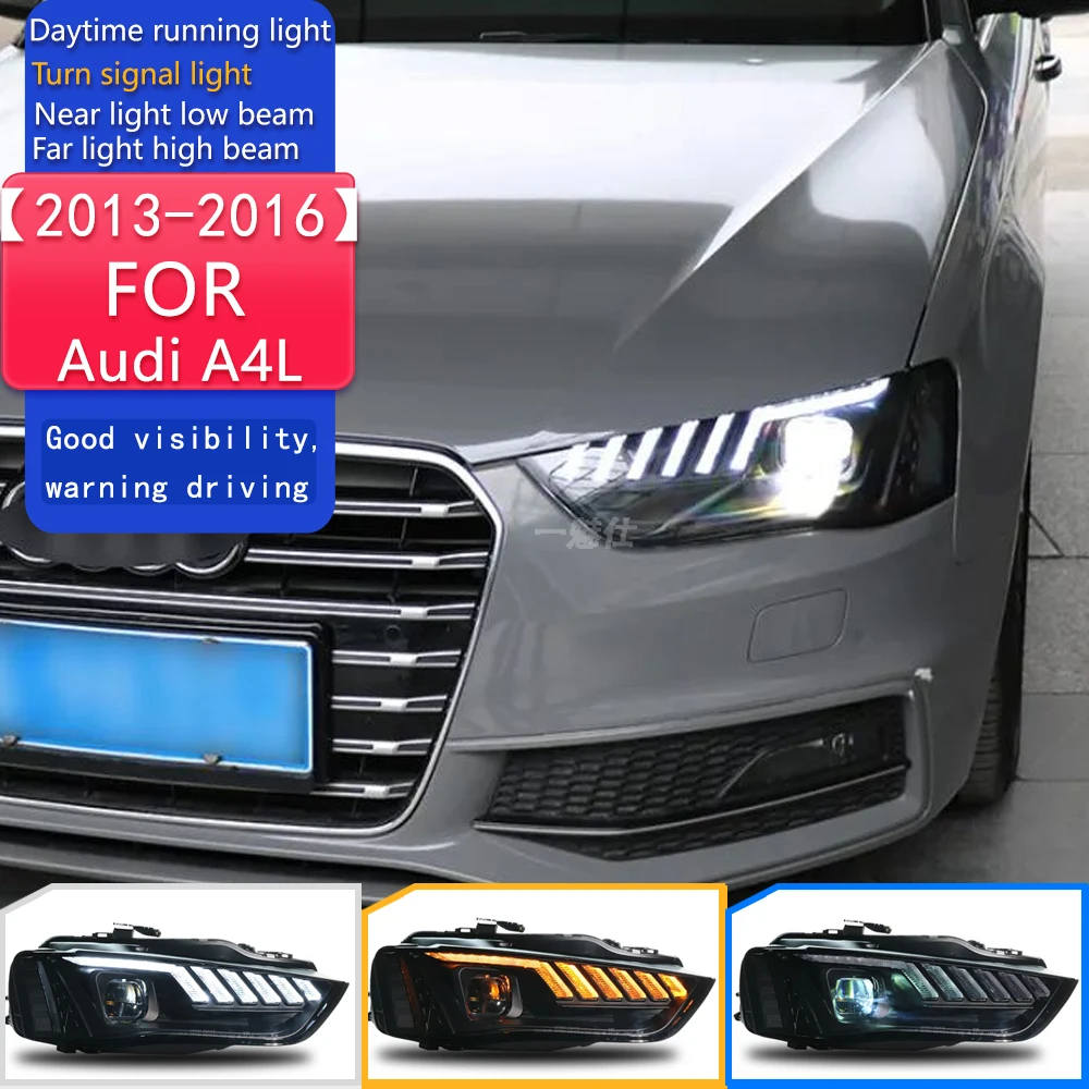 

Автомобильные светодиодные фары в сборе для AUDI A4 2013 2014 2015 2016, авто противотуманные фары DRL, стоп-сигнал поворота Plug and Play