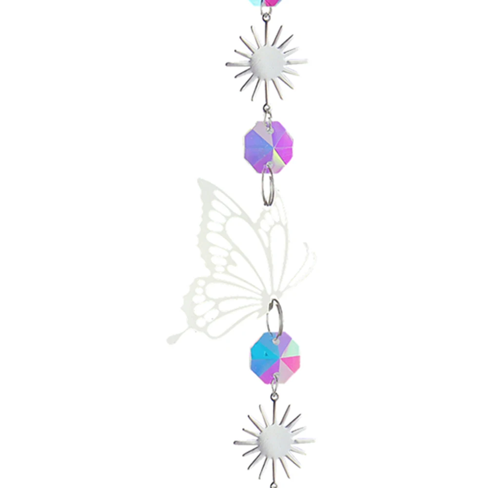 Crystal Butterfly Demon Eye Wind Chime Pendant Sun Catcher Colorful Beads Hanging Drop Outdoor Indoor Garden Supplies