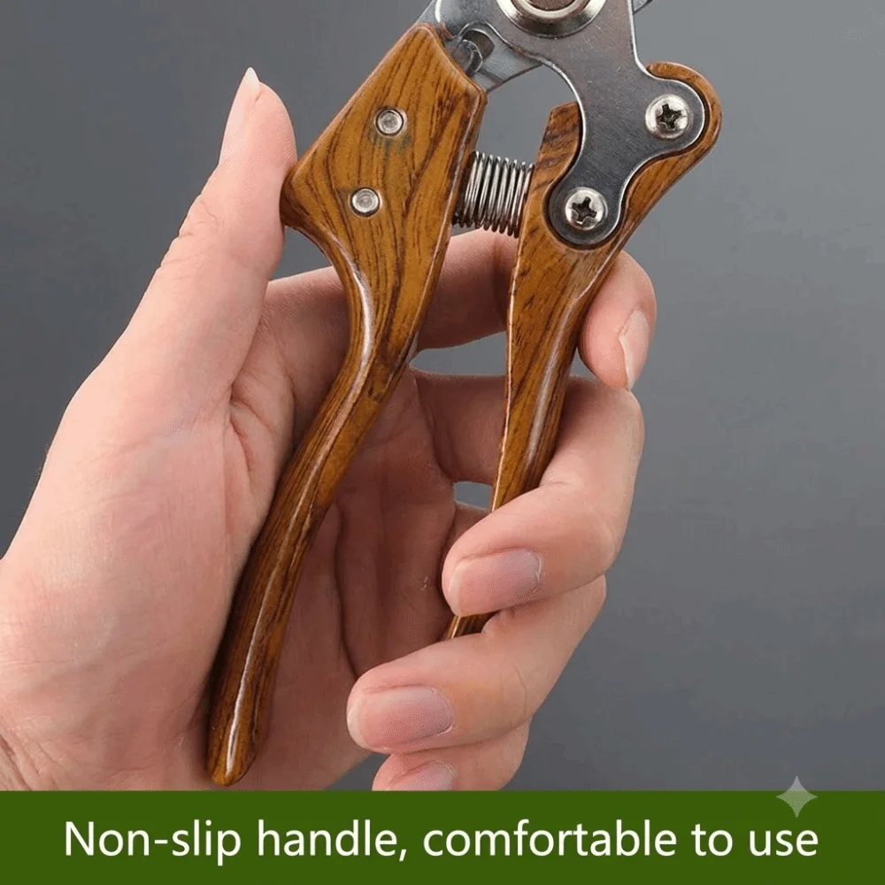Wood Grain Garden Pruner Ergonomic Non-Slip Grip Pruning Shears Professional Heavy Duty Hand Pruner Thick Branches