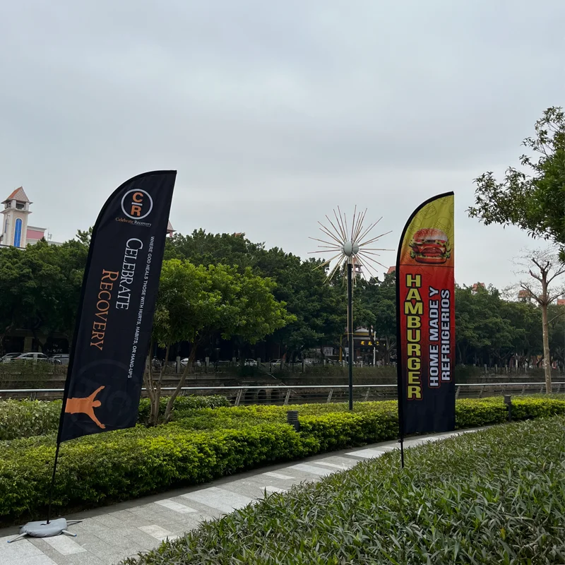 4M Feather Flag Customized Logos Double Side For Outdoor Promotion Event Flag Beach Flags Customized Color Full Printing Flags