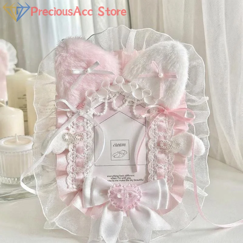 Lolita Plush Lace Photocard Holder Bowknot Case Idol Photo Protector Bag Charm Accessory