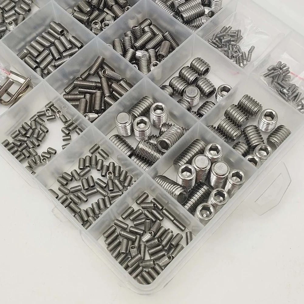 666pcs 304 Stainless Steel Hex Socket Flat End Set Screws Assortment Kit With Wrenches For Mold Hardware Instrument Assembly