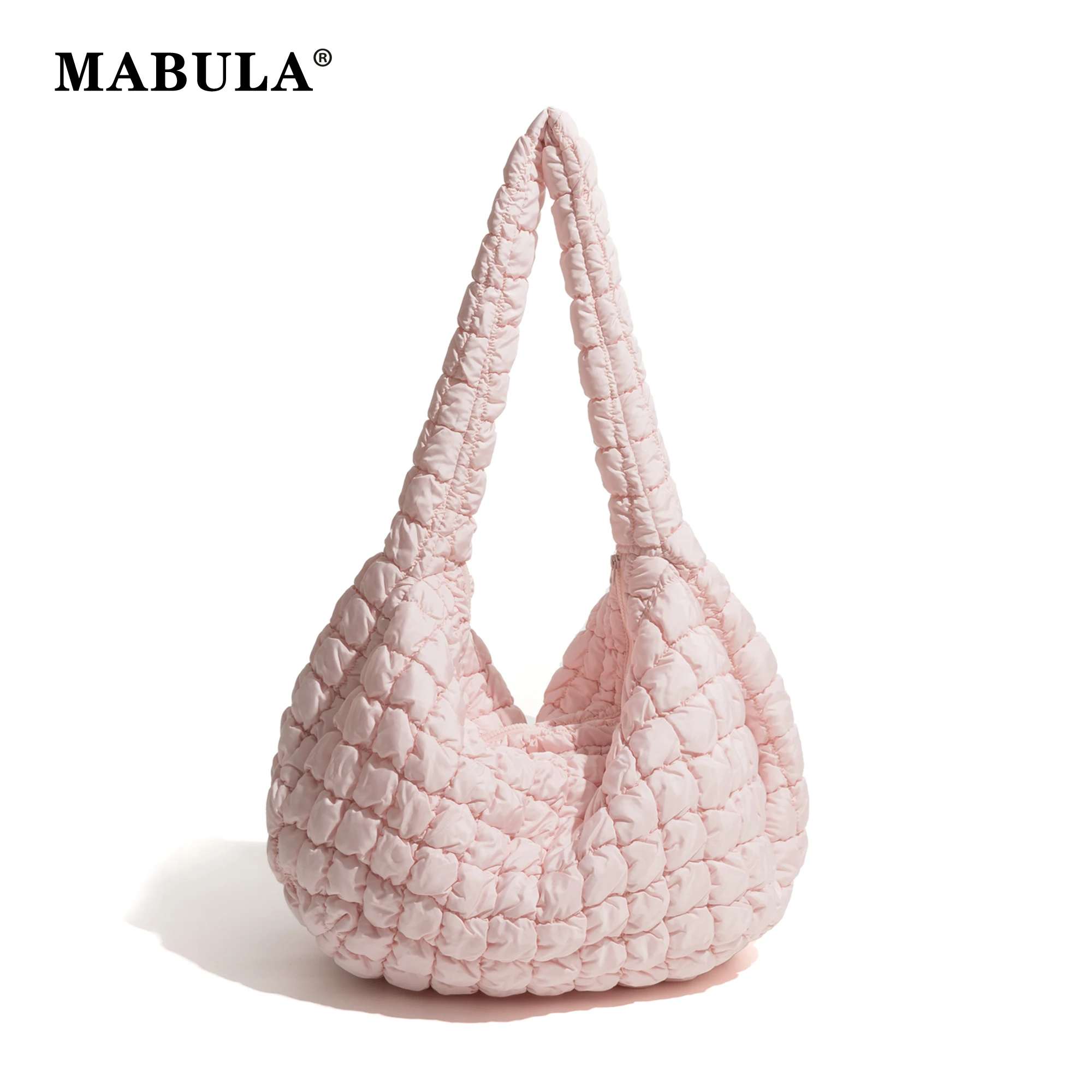 

MABULA Girl's Big Crossbody Quilted Puffer Bag 2023 korean Solid Cotton Padded Sling Hobo Purse Simple Brand Shoulder Handbag