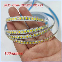 （2 welding point) 100meters 2835-7mm-200D Constant Current LED Strip with 3Colors 3000K+6500K LED Ribbon Width 7mm.