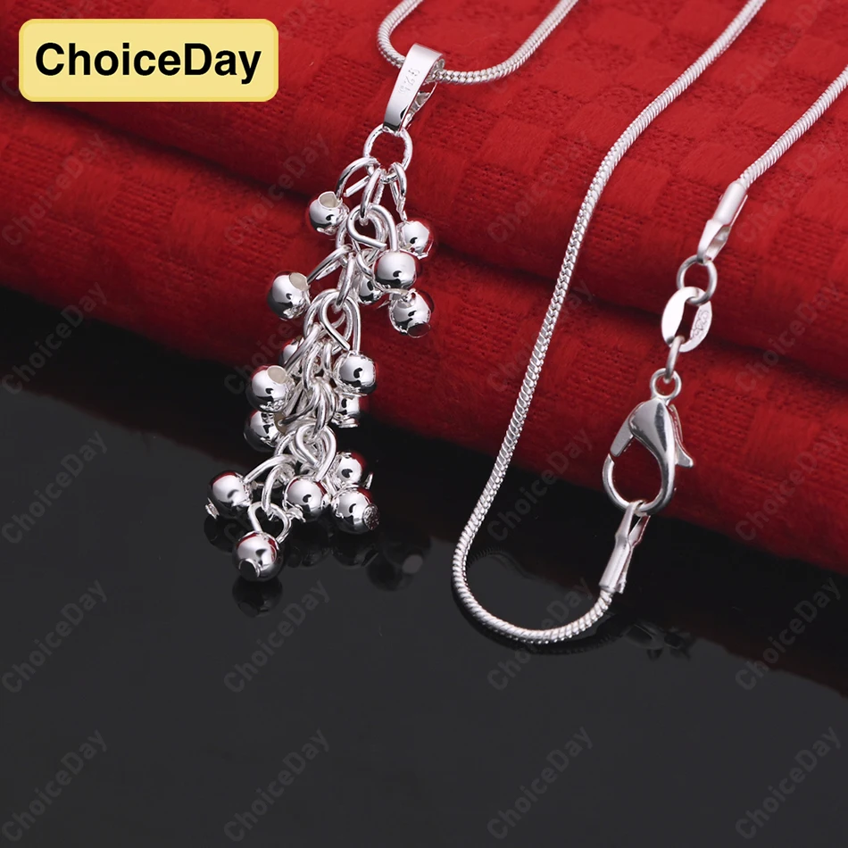 

ChoiceDay 925 Sterling Silver Beautiful Smooth Beaded Pendant Necklace Fashion Wedding Accessories Gift