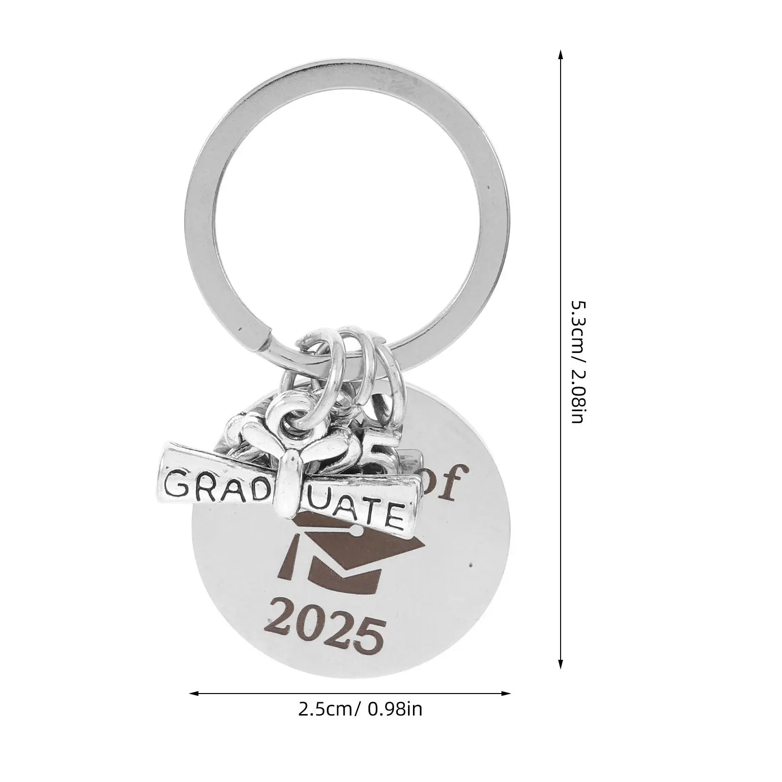 2025 Graduation Keychain Stainless Steel Class Year Keepsake Motivational Jewelry Accessory for Him Her Graduate Degree College