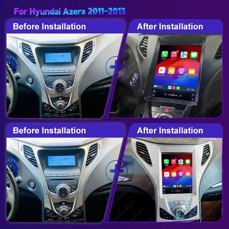 MAMSM Car Android 13.0 For Hyundai Azera 2011 2012 2013 Tesla Style 9.7 Inch CarPlay Android Auto Radio Multimedia Player GPS 4G
