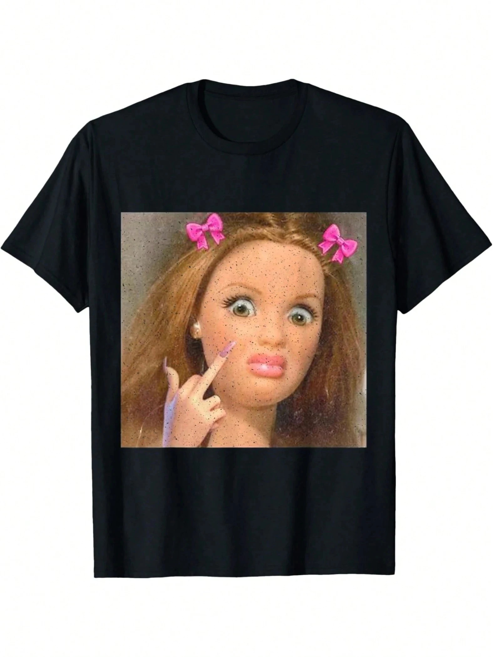 Women's  Funny Doll Face Meme T Shirt Unisex Cotton Streetwear Oversized Loose Casual Short Sleeve Suitable for All Seasons