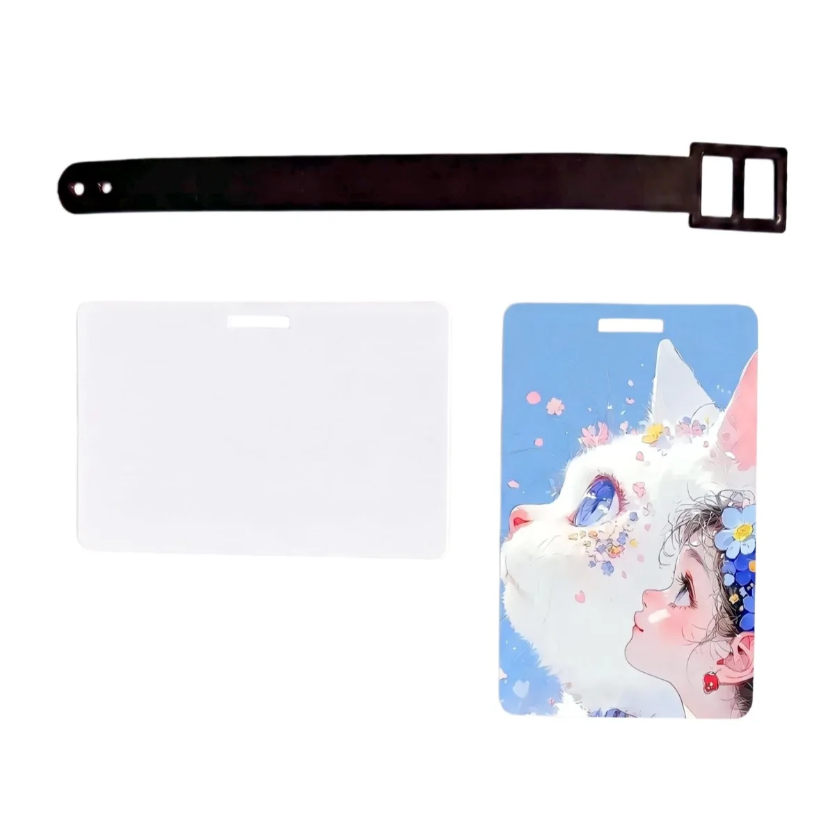 50sets 8.5x5.4cm Double-Sided Sublimation Plastic Photo Frame Luggage Tags White Travel Tags