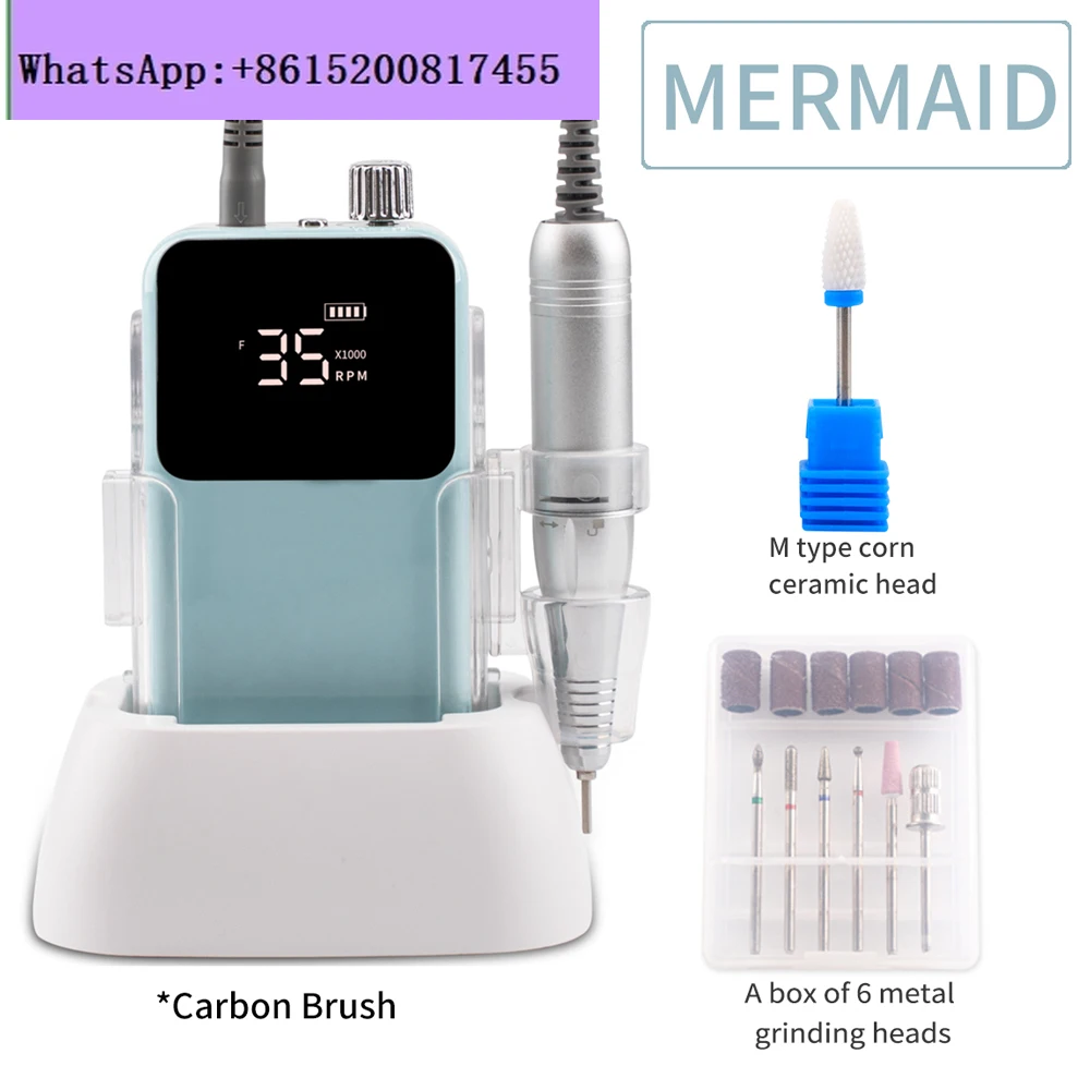 

SN360 Rectangle Nail Drill Rechargeable Desktop Base 35000RPM Manicure Electric Machine Nail File Pedicure Cordless Drilling