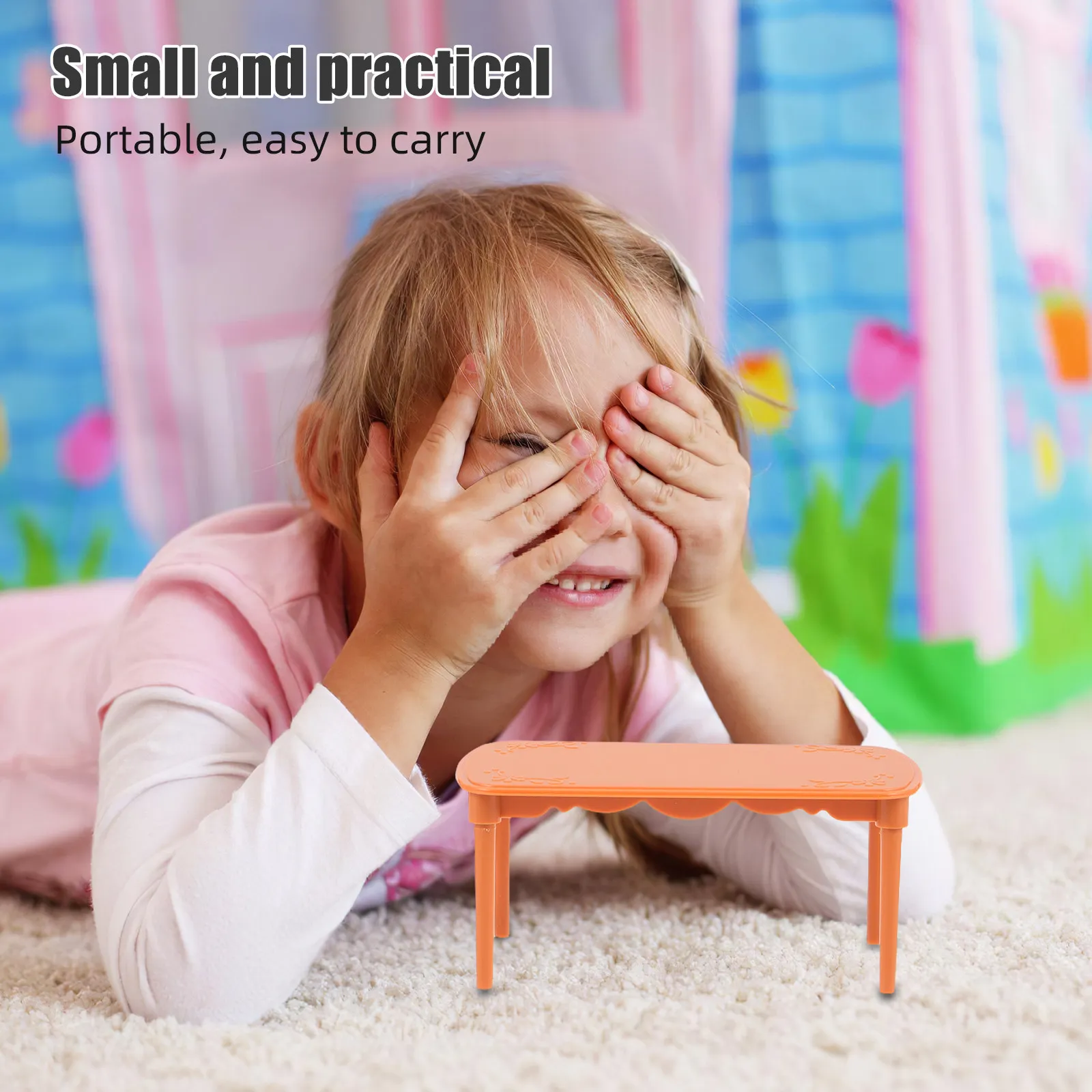 

1 комплект миниатюрной мебели для кукольного домика: маленький кухонный обеденный стол и стулья для творческих игр, мини-комплект пластиковых стола и стульев