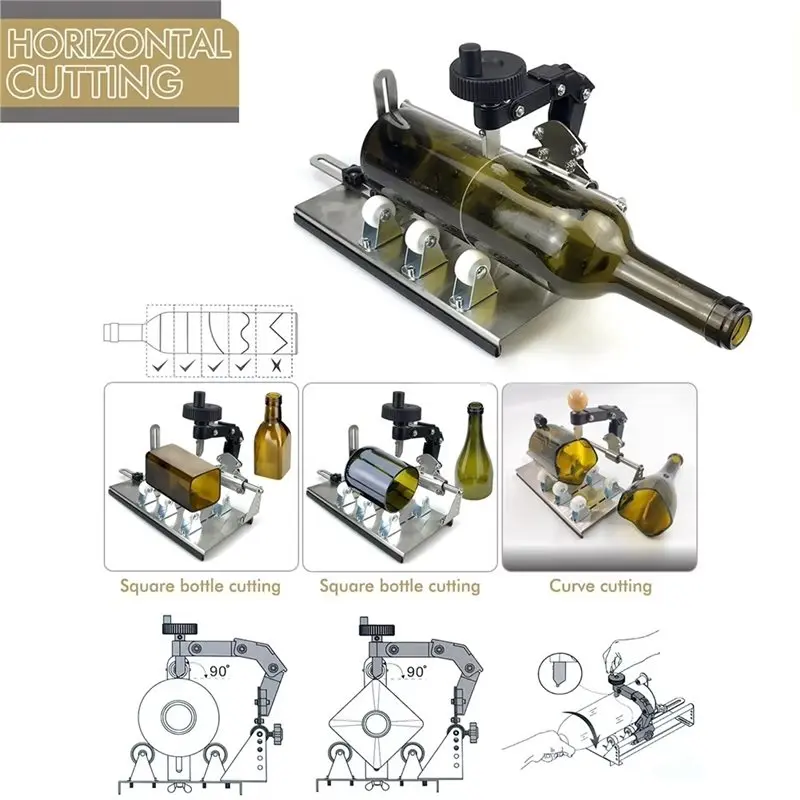 ABJT-Glass Bottle Cutter For Square, Round Bottles And Neck- Professional DIY Glass Cutting Tool With Accessories Included