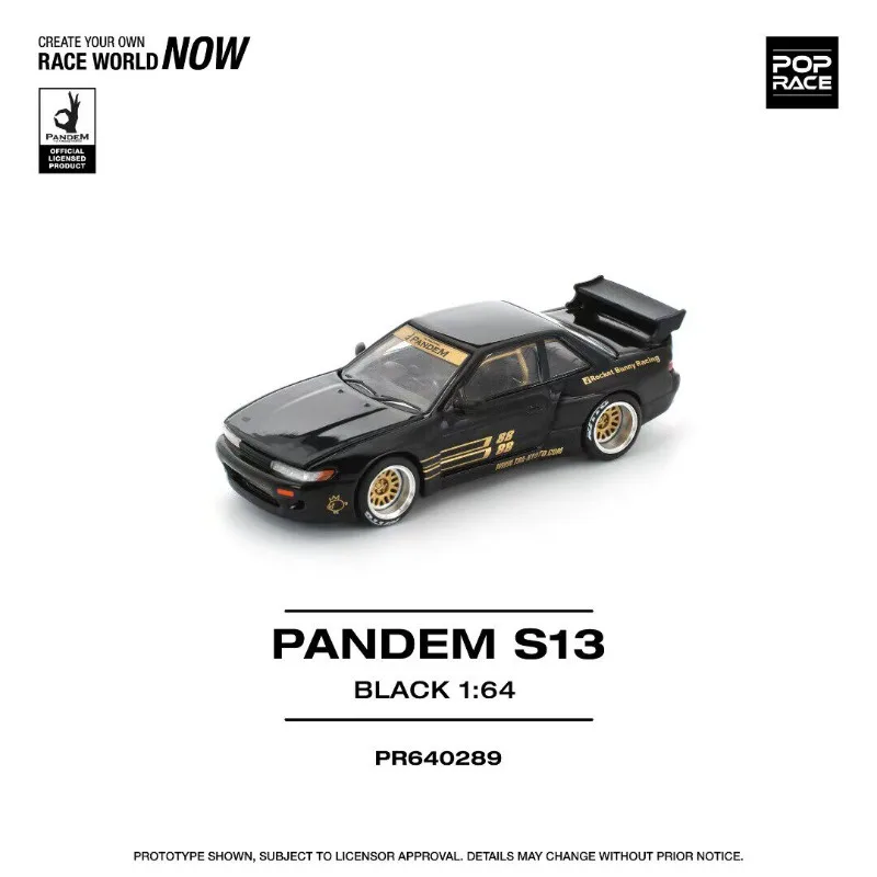 Diecast PORPACE 1:64 Scale S13 Silvia Rocket Rabbit Black 88 Alloy Car Model