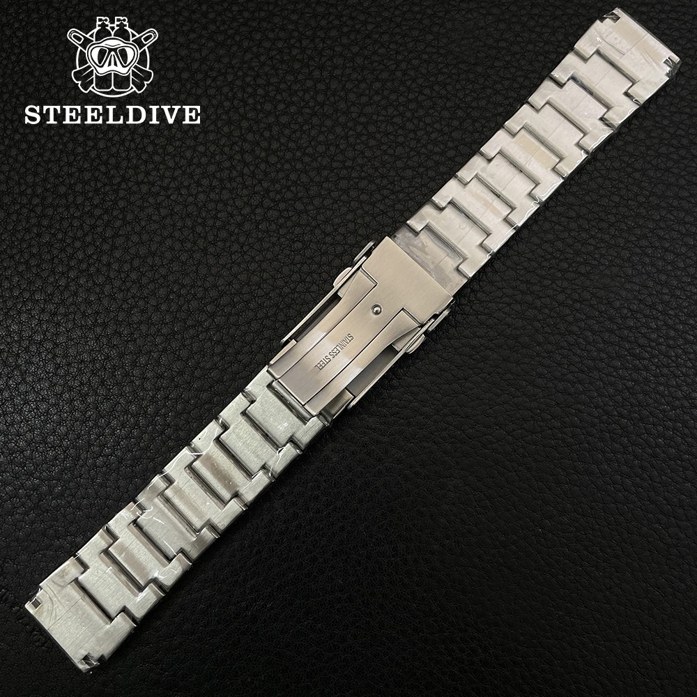 STEELDIVE Official SD1984 Special Strap Watch Chain 20*20MM Width Stainless Steel Strap With Solid Clasp