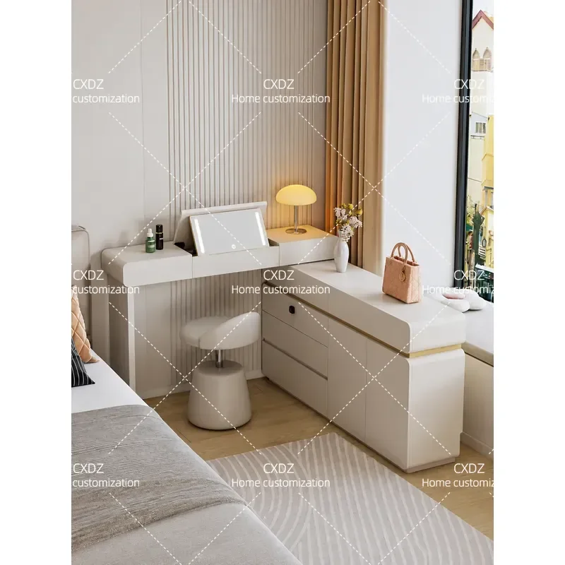Corner dresser chest integrated 2026 new solid wood flip folding hidden mirror makeup table L shape 30cm