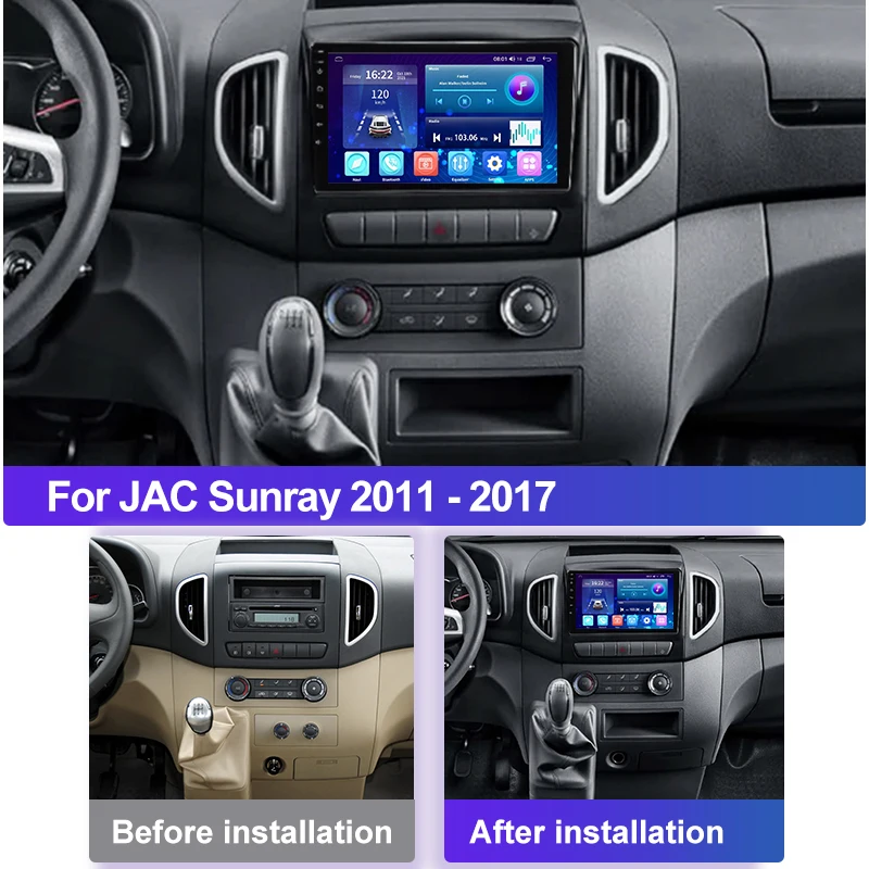 For JAC Sunray 2011-2017 Android 12 Car Radio Multimedia Video Player GPS CarPlay 9 INCH Screen Head Unit 2K QLED Stereo