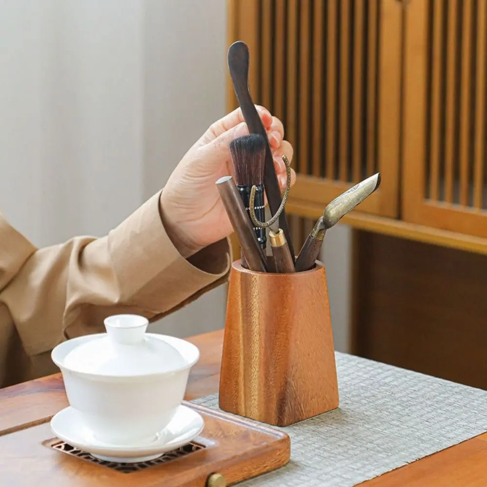 High Quality Wood Pen Holder Large-capacity Portable Pen Container Stationery Storage Holder Back To School