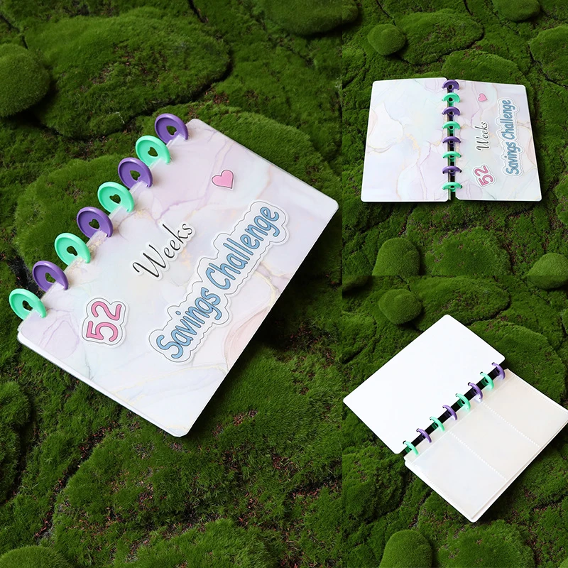 52 Week Savings Challenge Binder Reusable Cash Envelope Storage Box Fund Planning Savings Book Portable Budget Storage Booklet