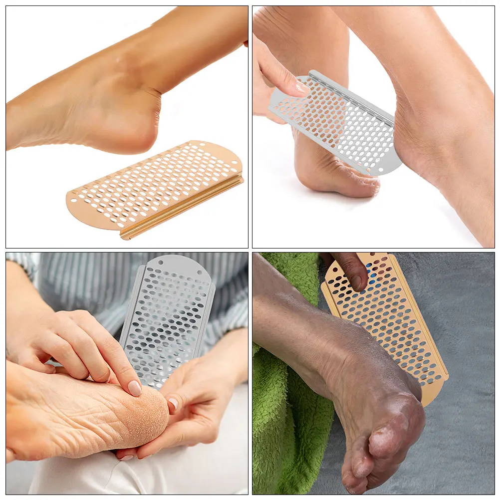 2 個ステンレス鋼フットファイル角質除去フットスクレーパー耐久性のある人間工学に基づいたハンドルペディキュアケアツールヒールスクラバー