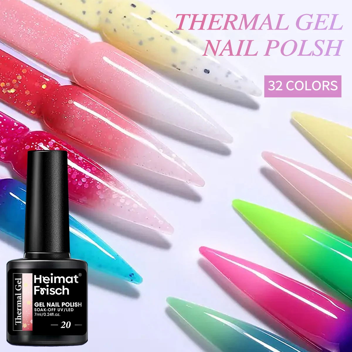 7ml Thermal Nail Gel Polish 3 Colors Changing Semi Permanent Soak Off UV/LED Nail Supplies Gel for Manicure Design